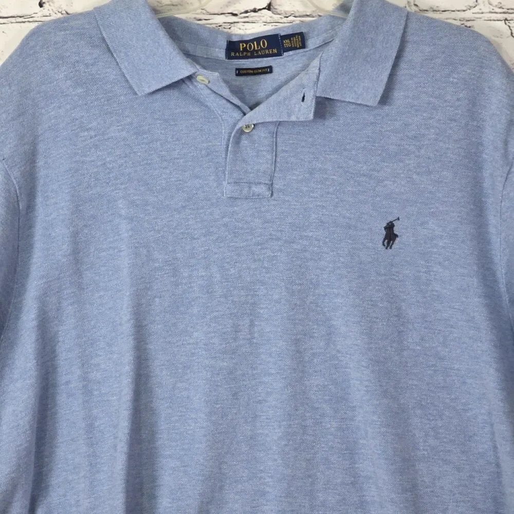 Polo Ralph Lauren Men's XXL Light Blue Custom  Slim Fit Short Sleeve Shirt